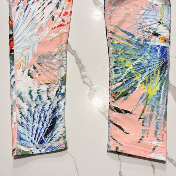 Fabletics PowerHold Discontinued Rare Leggings Peach Tropical Palm Print Yoga S - Picture 5 of 15
